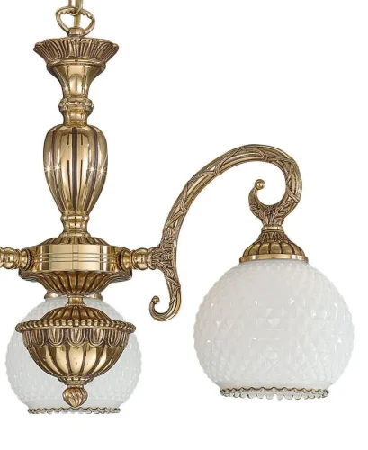 Люстра подвесная  L 8500/3 Reccagni Angelo белая на 3 лампы, основание золотое в стиле классический  фото 2